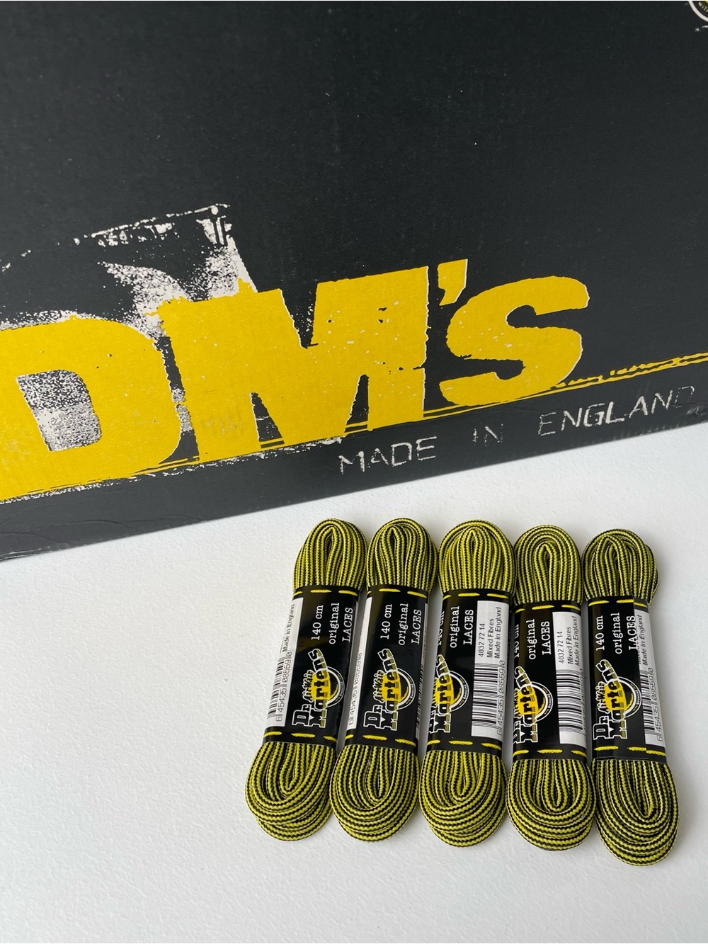 Dr. Martens Vintage Black Yellow Round Laces Made In England 55”